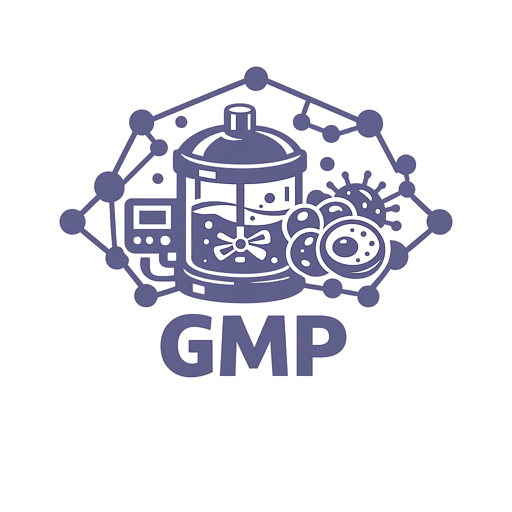 obrazek przedstawia szkolenie gmp z dobrej praktyki wytwarzania za pomocą bioreaktora i połączonych kropek, które symbolizują system jakości